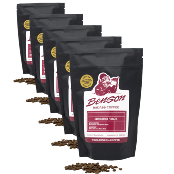 Cafè En Grain Benson - Capricornio, Espresso - 250G - Pack 5 × Grains Pochette 250 g
