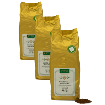 Gemahlener Kaffee - Guatemala Mischung - 250g - Pack 3 × Mahlgrad Moka Beutel 250 g