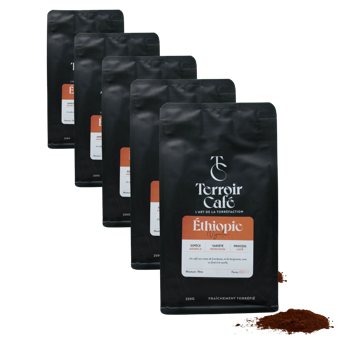 Caffè macinato - Etiopia, Nyala 250g - Pack 5 × Macinatura Espresso Bustina 250 g
