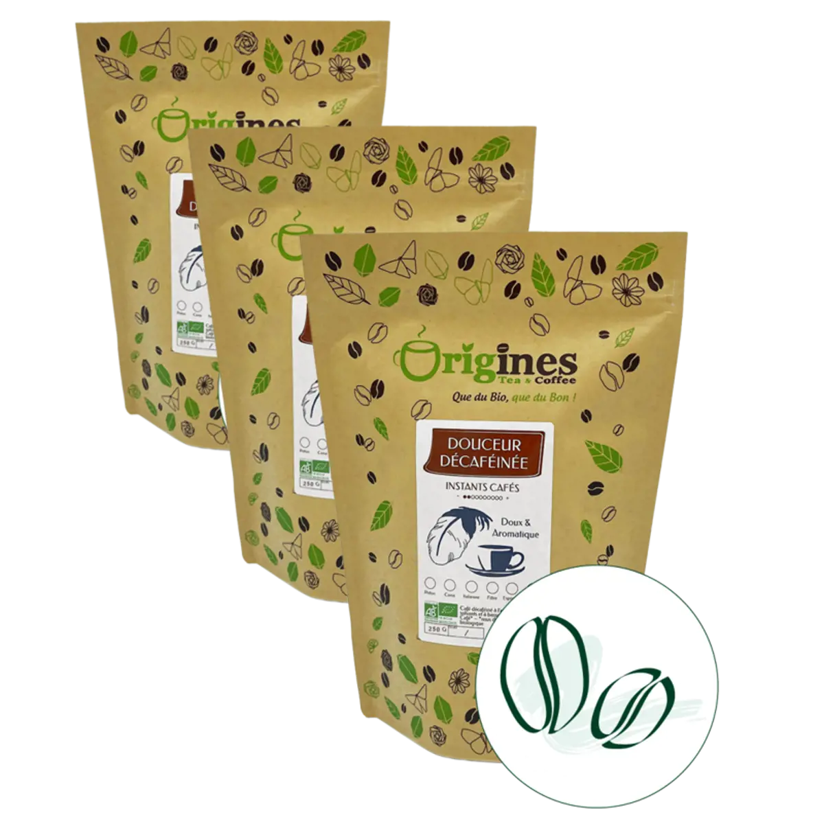 Origines Tea&CoffeeCafe Moulu Douceur Decafeine 250G Moulu Aeropress - 250 G by Origines Tea&Coffee