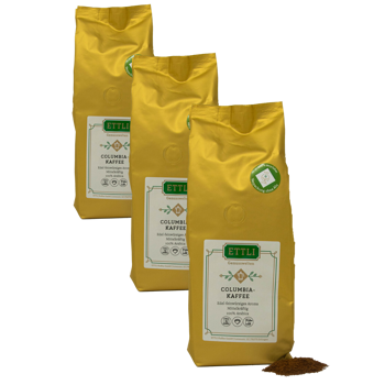 Gemahlener Kaffee - Colombia-Kaffee - 250g - Pack 3 × Mahlgrad French Press Beutel 250 g