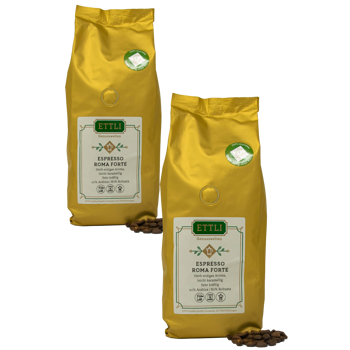 Caffè in grani - Espresso Roma Forte - 1kg - Pack 2 × Chicchi Bustina 1 kg