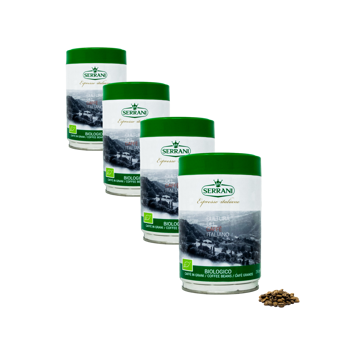 Serrani Café En Grains - Biologico - 250G - Pack 4 × Grains Boîte métal 250 g