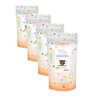 Origines Tea&Coffee The Vert Bio En Sachet Princess Jasmin Chine 100G - 100 G - Pack 4 × Pochette 100 g