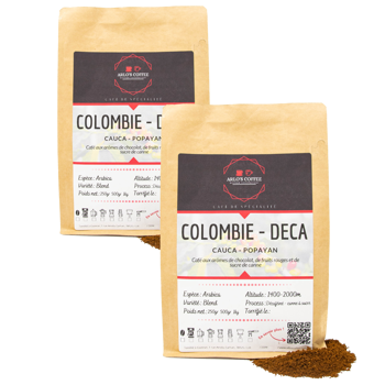 Arlo's Coffee - Colombie Deca Moulu Piston French Press- 1 Kg - Pack 2 × Moulu French press Pochette 1 kg