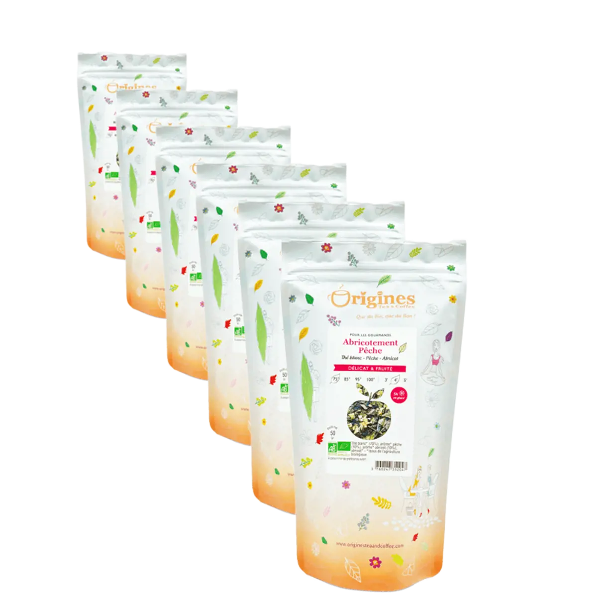 Weißer Tee Bio im Beutel - Abricotement Pêche - China - 50g by Origines Tea&Coffee