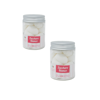 Zollette cuori con zucchero bianco 60 gr - Pack 2 × Contenitore in plastica 60 g