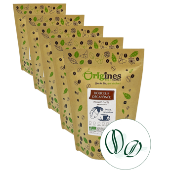 Caffè in grani - Douceur Décaféiné - 250g - Pack 5 × Chicchi Bustina 250 g