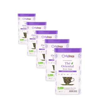 Grüner Tee Metall-Box - Oriental Chine - 100g - Pack 5 × Metall-Box 100 g