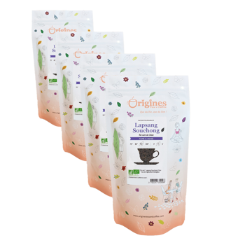 Origines Tea&Coffee The Noir Bio En Sachet Lapsang Souchong Chine 100G Sachets De The 100 G - Pack 4 × Pochette 100 g