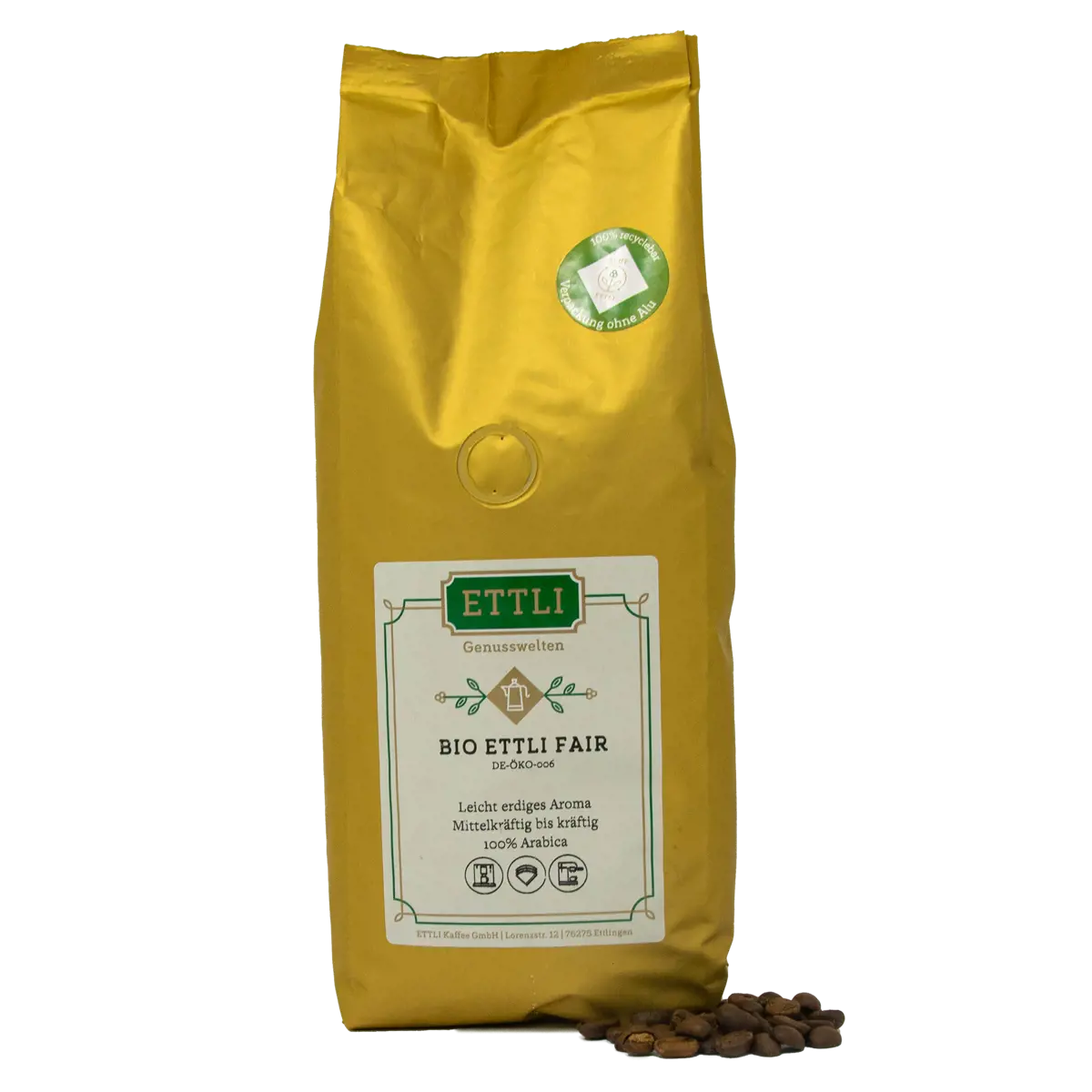 Kaffeebohnen - Bio ETTLI Fair - 1kg by ETTLI Kaffee