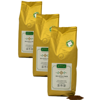 Gemahlener Kaffee - Bio ETTLI Fair - 250g - Pack 3 × Mahlgrad French Press Beutel 250 g