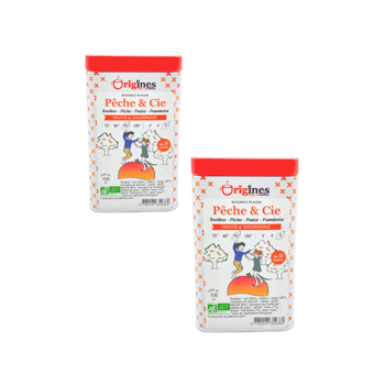 Origines Tea&Coffee Peche Cie En - 100G - 100 G - Pack 2 × Boîte métal 100 g