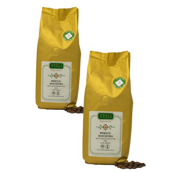 ETTLI Kaffee Café En Grains - Mélange Du Mexique - 1Kg - Pack 2 × Grains Pochette 1 kg