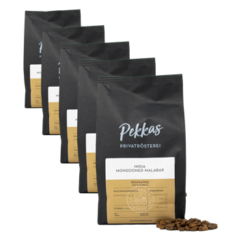 Café En Grain Pekkas Privatrösterei Inde Monsooned Malabar - 250 G - Pack 5 × Grains Pochette 250 g