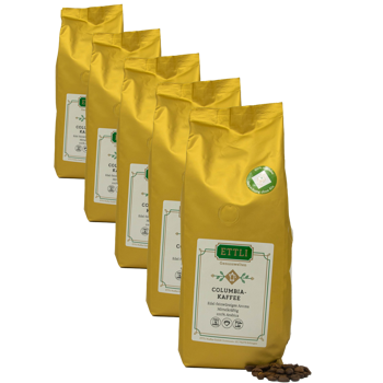 Caffè in grani - Caffè Colombia - 250g - Pack 5 × Chicchi Bustina 250 g