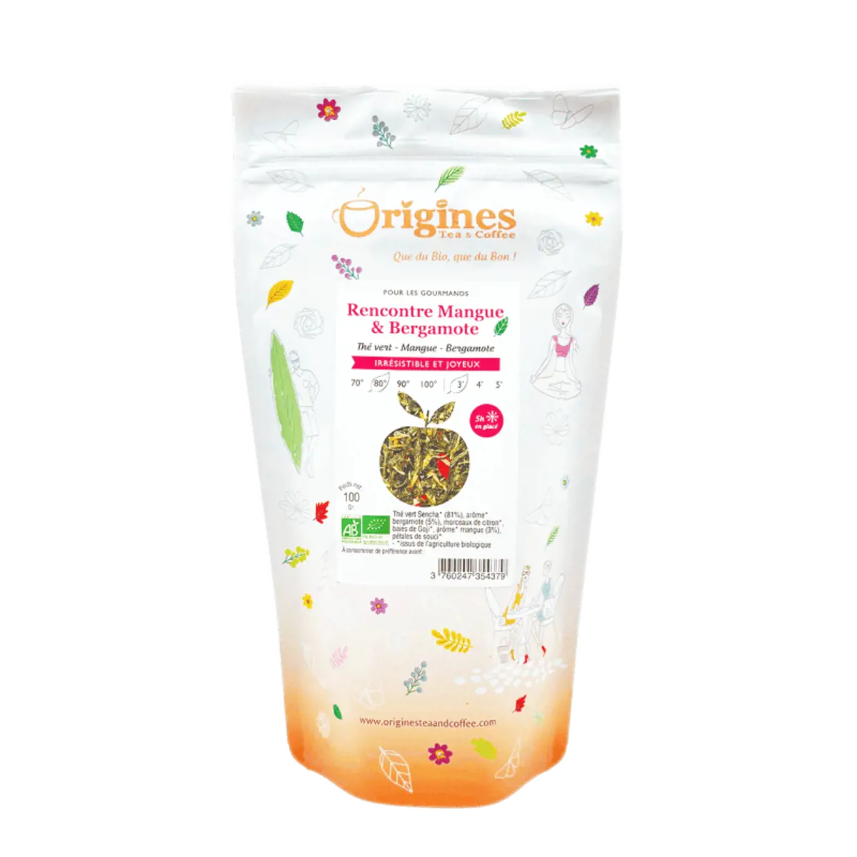 Origines Tea&Coffee The Vert Bio En Vrac Rencontre Mangue Bergamote Chine 1Kg Fleur De The 1 Kg by Origines Tea&Coffee