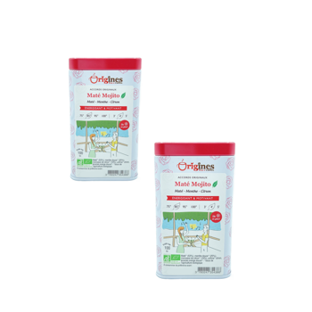 Origines Tea&Coffee Mate Bio En - Mate Mojito Bresil 100G - 100 G - Pack 2 × Boîte métal 100 g