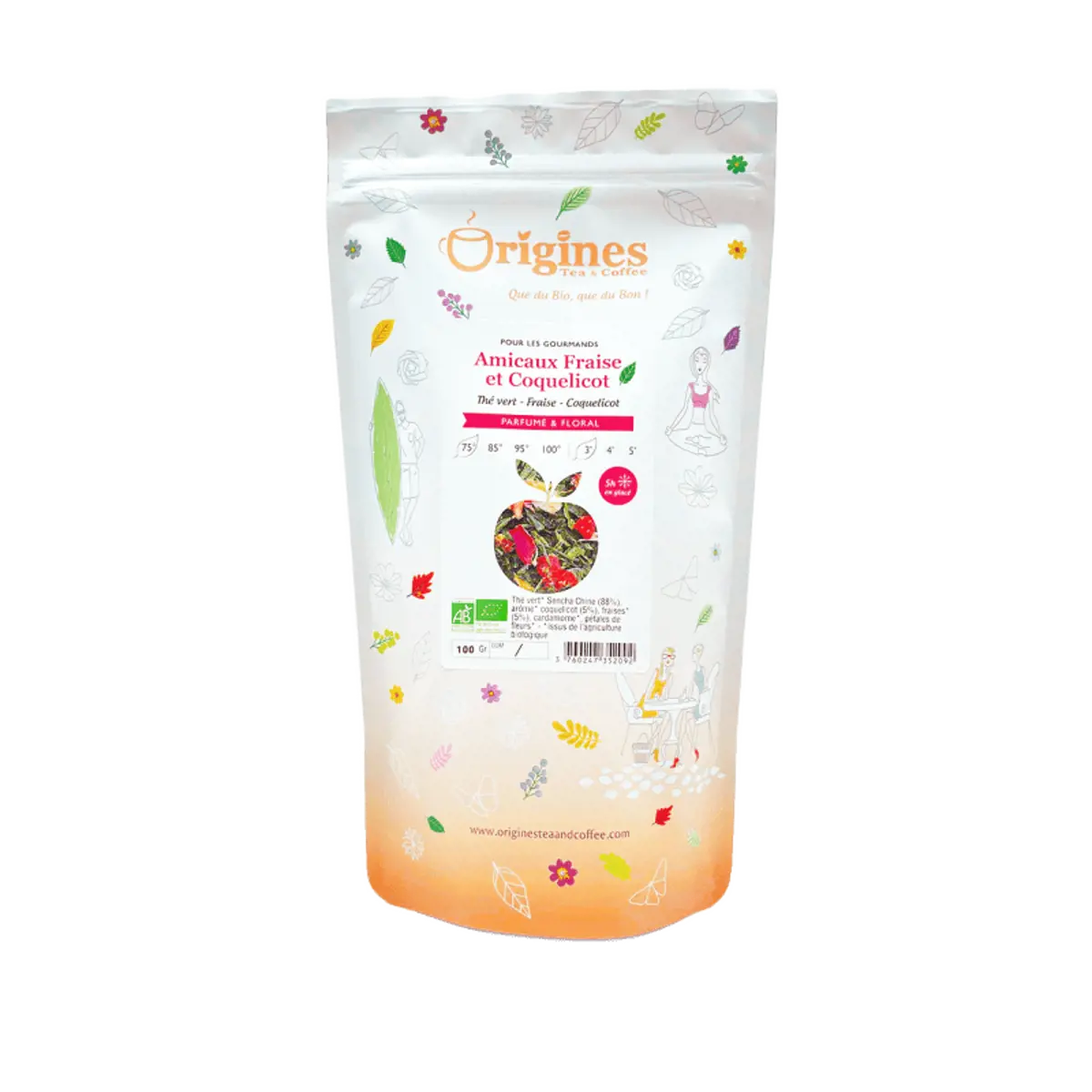 Origines Tea&Coffee The Vert Bio En Vrac Amicaux Fraise Et Coquelicot Chine 1Kg Fleur De The 1 Kg by Origines Tea&Coffee