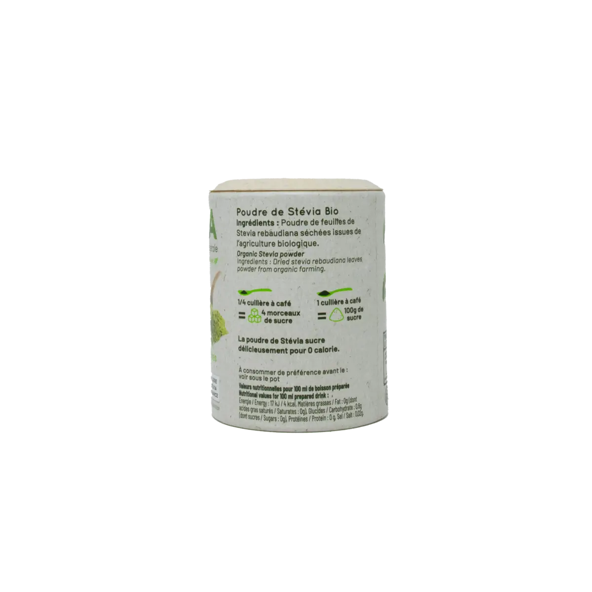 Deuxième image du produit Oviatis Biovia Poudre De Feuilles De Stevia Bio Francaise 50G Canette 50 G by Oviatis