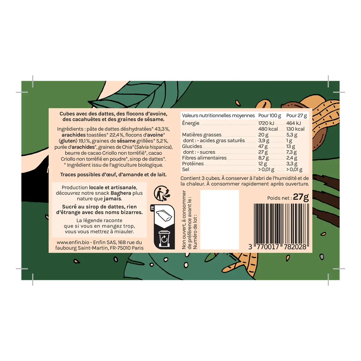 Quatrième image du produit Enfin Enfin Baghera Noisettes Graines De Courge Lin Cacao Cacahuetes Sesame Et Classique X 3 Paquets Coffret Decouverte 108 G by ENFIN