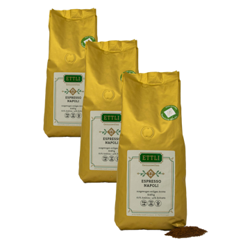 Caffè macinato - Espresso Napoli - 500g - Pack 3 × Macinatura Espresso Bustina 500 g