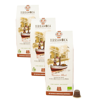 Kompostierbare Kapseln - Herr Albert - x60 - Pack 3 × 60 Kapseln Nespresso® kompatibel