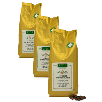 Kaffeebohnen - Espresso entcoffeiniert - 250g - Pack 3 × Bohnen Beutel 250 g