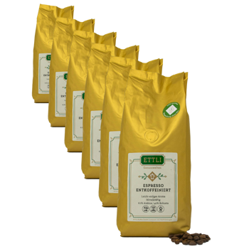 Caffè in grani - Espresso decaffeinato - 250g - Pack 6 × Chicchi Bustina 250 g