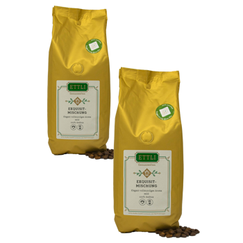 ETTLI Kaffee Café En Grains - Mélange Raffiné - 1Kg - Pack 2 × Grains Pochette 1 kg