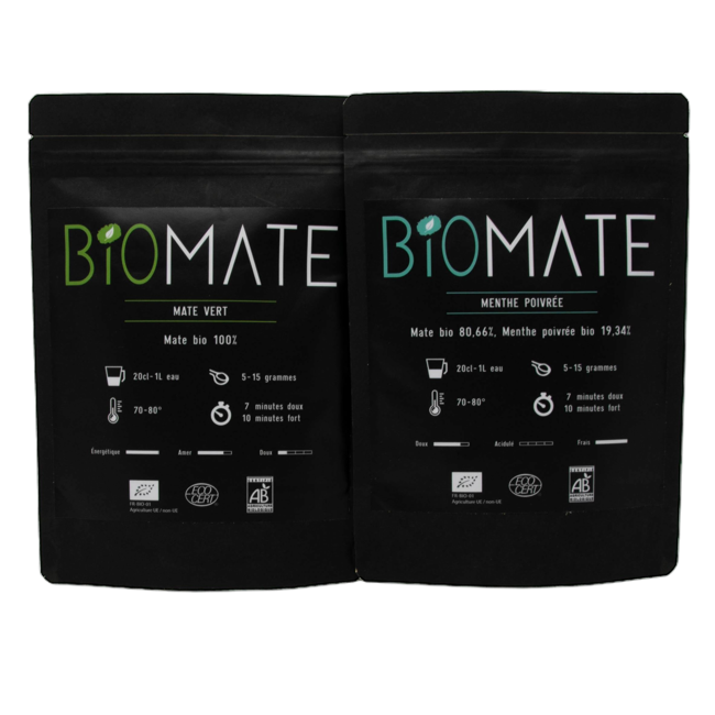 Biomaté Duo Decouverte Mate Vert Menthe Poivree Box Decouverte Cadeau 100 G by Biomaté