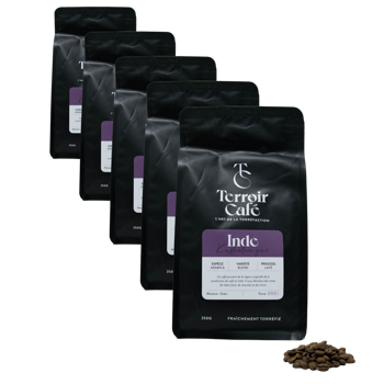 Caffè in grani - India, Kusha 250g - Pack 5 × Chicchi Bustina 250 g