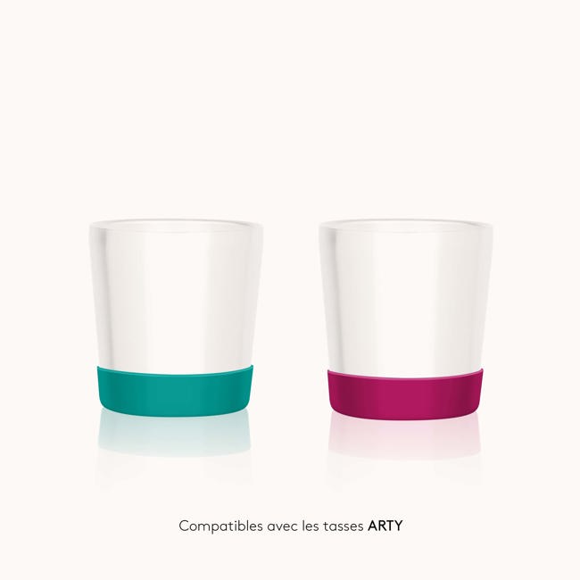 Zweiter Produktbild 2 Silikonunterteile für die Arty-Tassen - rosa und grün by Gaspajoe