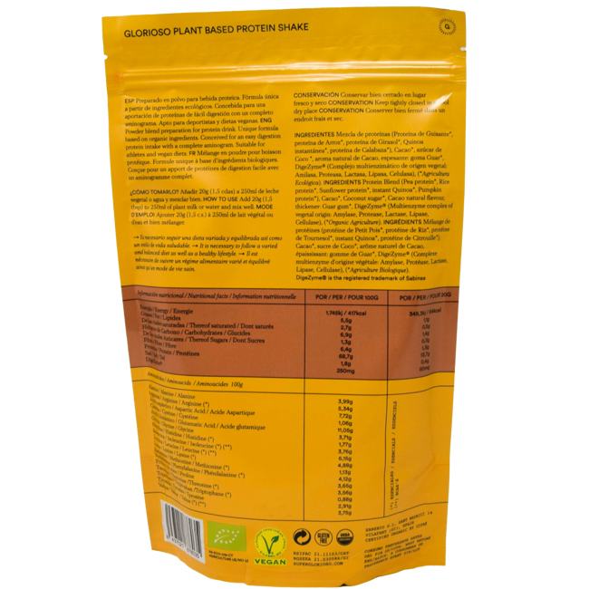 Deuxième image du produit Glorioso Super Nutrients Vegan Protein Cacao - 400 G by Glorioso Super Nutrients