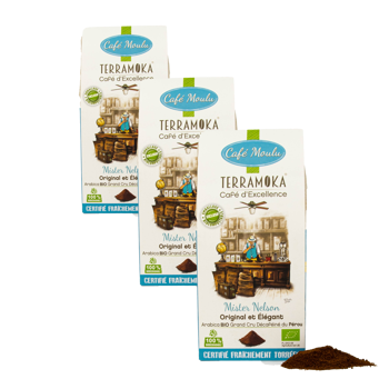 Terramoka Mister Nelson 250G Moulu Espresso - 250 G - Pack 3 × Moulu Espresso Boîte en carton 250 g
