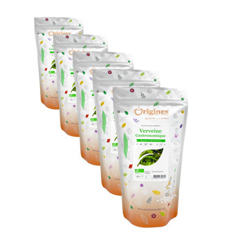 Infusion Bio Verveine Gastronomique Feuilles entières en Sachet - 20g - Pack 5 × Pochette 20 g