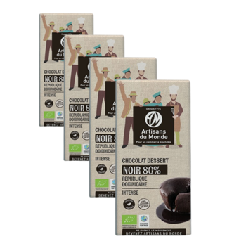 Chocolat Noir dessert intense 80%, 180g - Pack 4 × Tablette 180 g