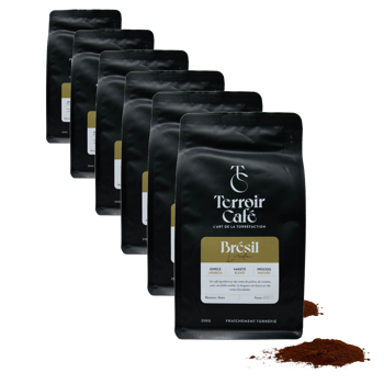 Gemahlener Kaffee - Brasilien, Linda 250g - Pack 6 × Mahlgrad Aeropress Beutel 250 g