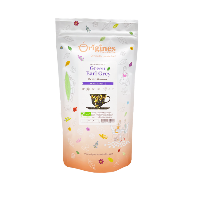 Origines Tea&Coffee The Vert Bio En Vrac Green Earl Grey Ceylan 1Kg Fleur De The 1 Kg by Origines Tea&Coffee