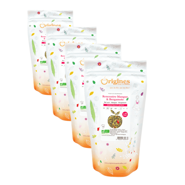 Origines Tea&Coffee The Vert Bio En Sachet Rencontre Mangue Bergamote Chine 100G - 100 G by Origines Tea&Coffee