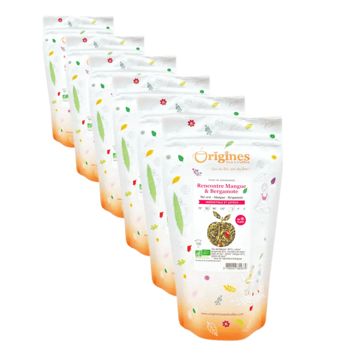 Tè Verde Bio in busta - Rencontre Mangue & Bergamote Chine - 100g by Origines Tea&Coffee