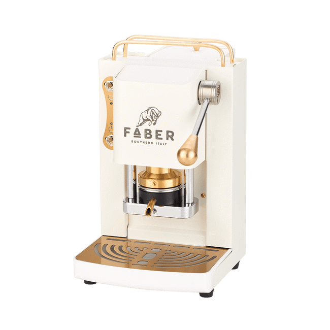 FABER Macchina da Caffè a cialde - Pro Mini Deluxe Pure White & Brass Ottonato 1,3 l by Faber