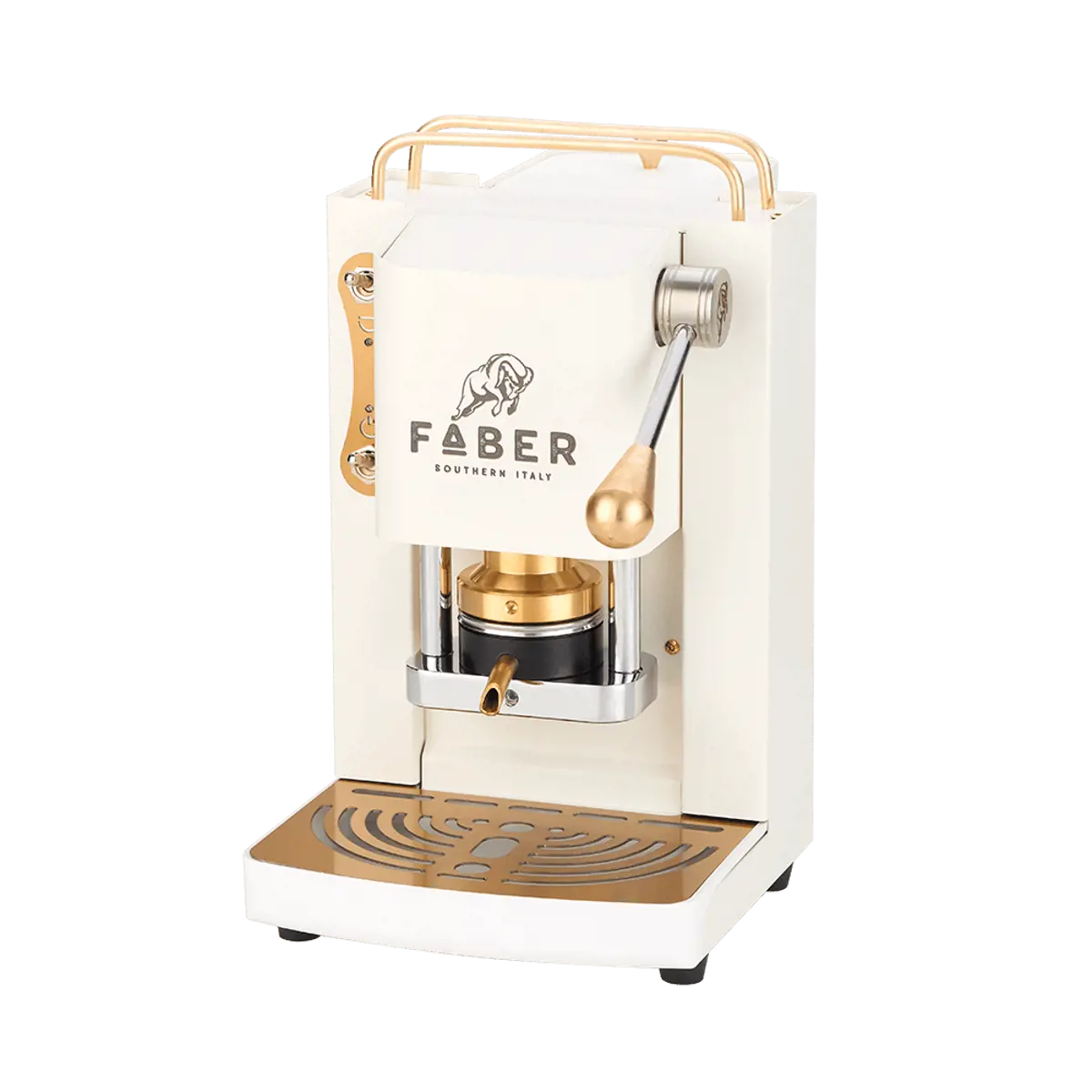 FABER Macchina da Caffè a cialde - Pro Mini Deluxe Pure White & Brass Ottonato 1,3 l by Faber
