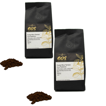 EOS Kaffeerösterei Costa Rica La Pastora Moulu Filtre- 1 Kg - Pack 2 × Moulu Filtre Pochette 1 kg