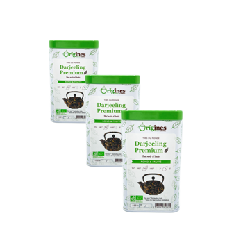 Schwarztee Bio Metall-Box - Darjeeling Premium Inde - 100g - Pack 3 × Metall-Box 100 g