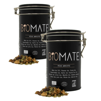 Biomaté Peche Abricotee Vrac En - 150 G - Pack 2 × Boîte métal 150 g