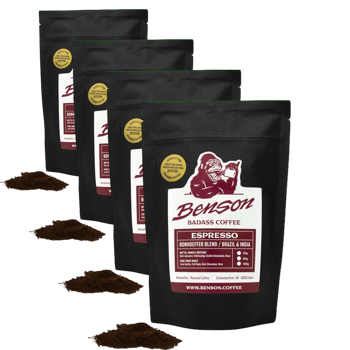 Caffè macinato -Bonhoeffer Blend, Espresso - 250g - Pack 4 × Macinatura Espresso Bustina 250 g