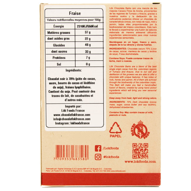 Deuxième image du produit LÖK FOODSChocolat Noir 70 Fraise Boites 85 G by LÖK FOODS