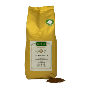 Gemahlener Kaffee - Sanft & Mild mit Koffein - 1kg - Mahlgrad Moka Beutel 1 kg
