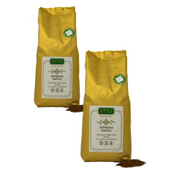 Caffè macinato - Espresso Napoli - 1kg - Pack 2 × Macinatura Aeropress Bustina 1 kg